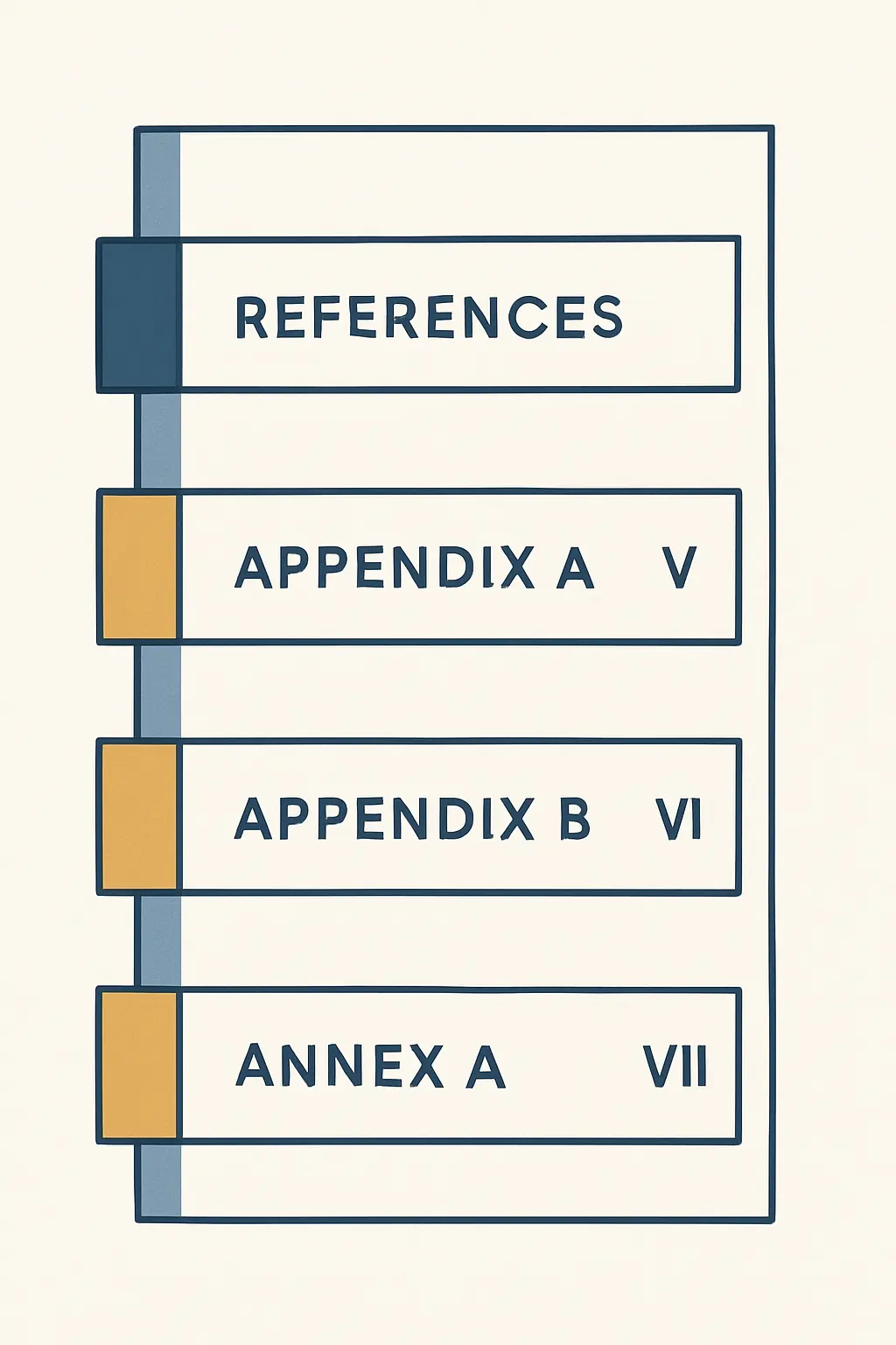 Diagrama da estrutura pós-textual do TCC segundo a ABNT: ordem correta de Referências, Apêndices e Anexos com identificação por letras