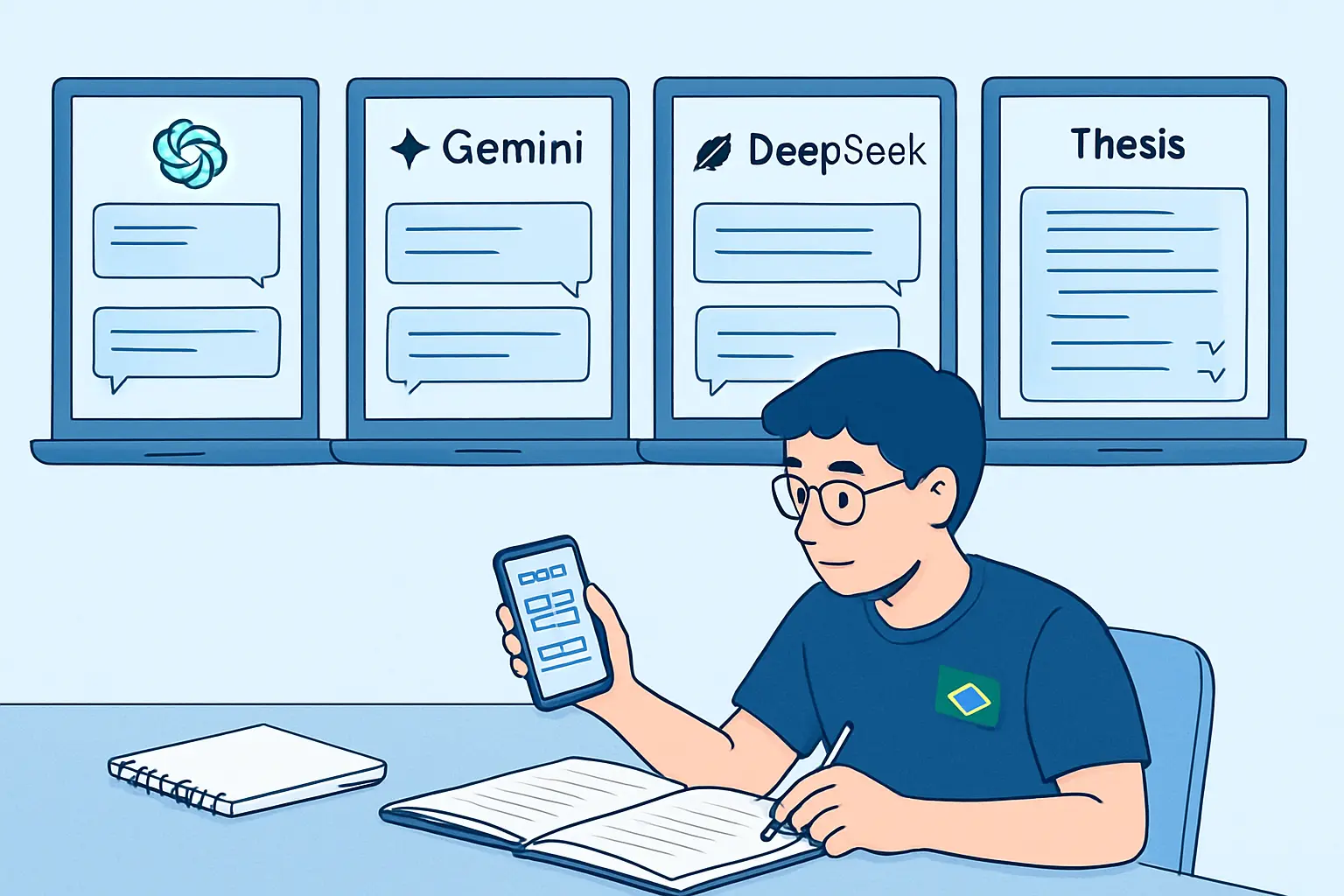 Qual a Melhor IA para TCC em 2026? Comparativo Completo (ChatGPT, Gemini, DeepSeek, Tesify)