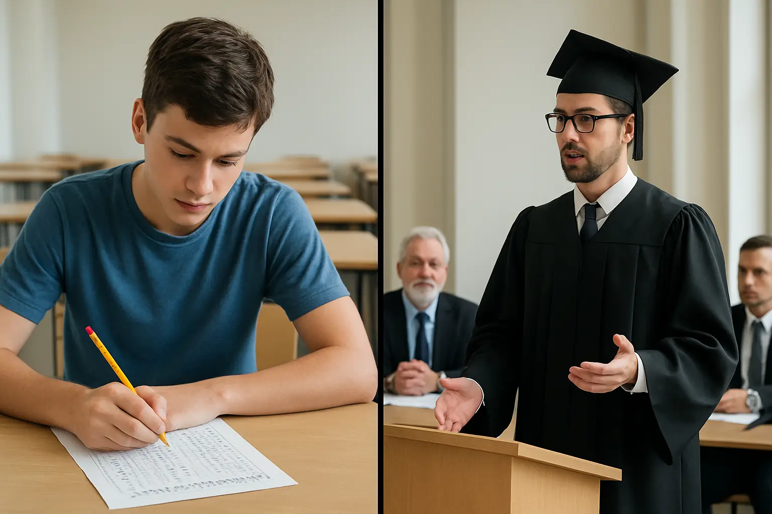 Comparação entre a prova do ENEM e a defesa de mestrado, dois processos seletivos distintos