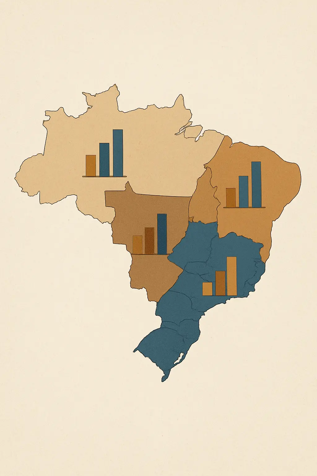 Mapa do Brasil com distribuição regional dos contratos de financiamento estudantil