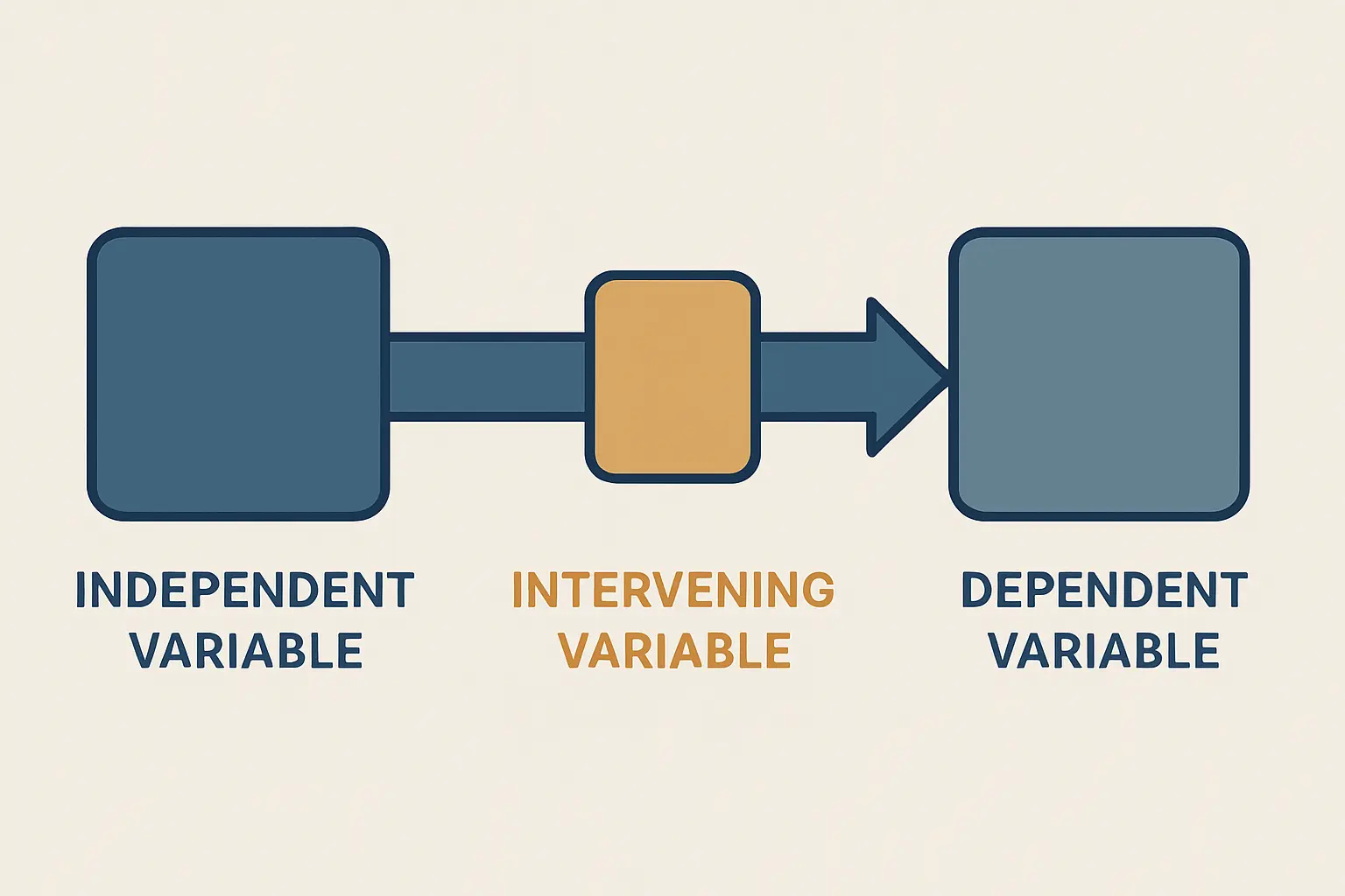 Diagrama editorial da relação entre variável independente, dependente e interveniente na pesquisa