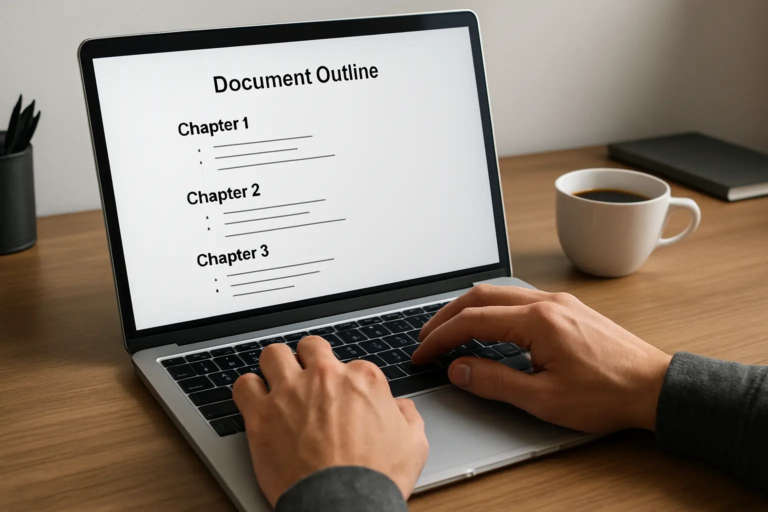 Estrutura de tese sendo organizada em software de escrita acadêmica com IA