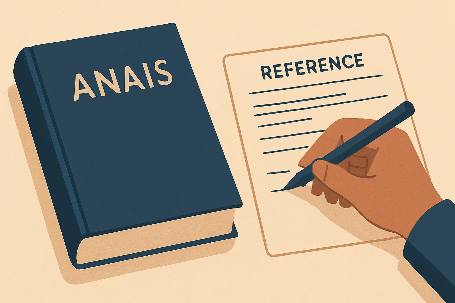 Ficha de referência sendo preenchida para um trabalho de anais de congresso