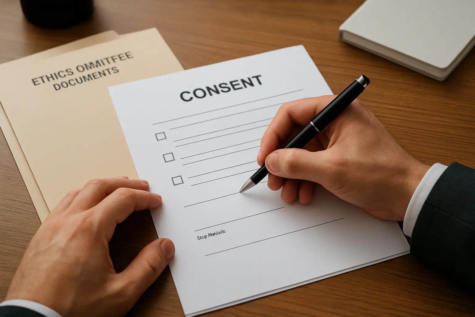 Documento de consentimento com espaço para assinatura em uma pesquisa acadêmica