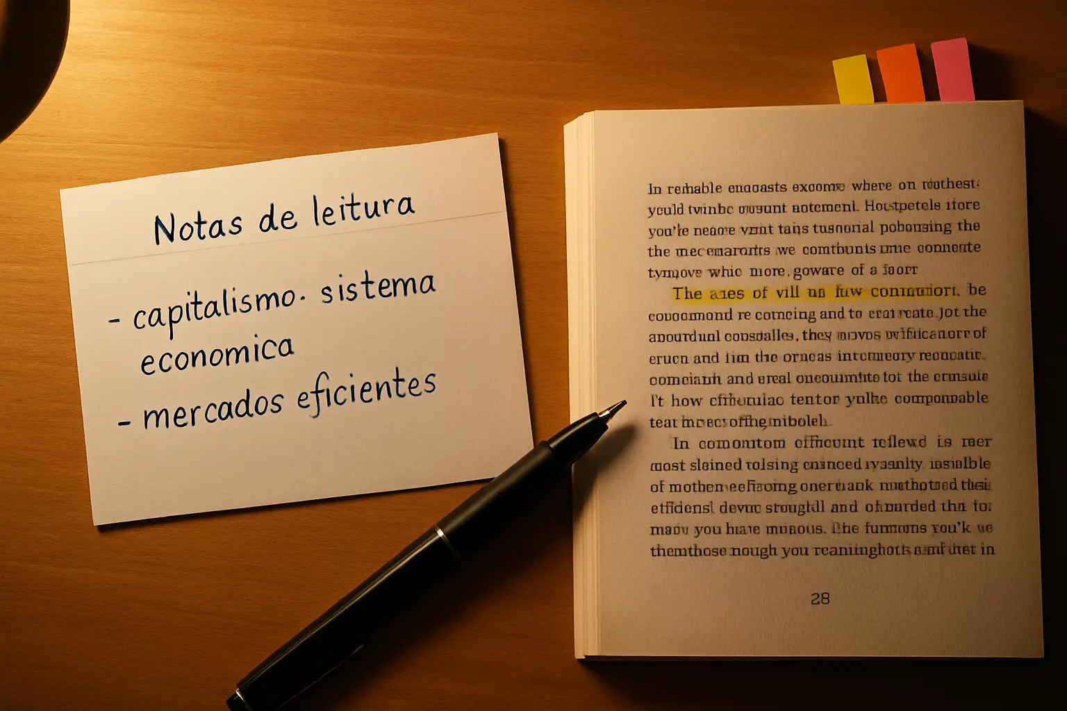 Ficha de leitura em português com citação traduzida e o trecho original guardado ao lado