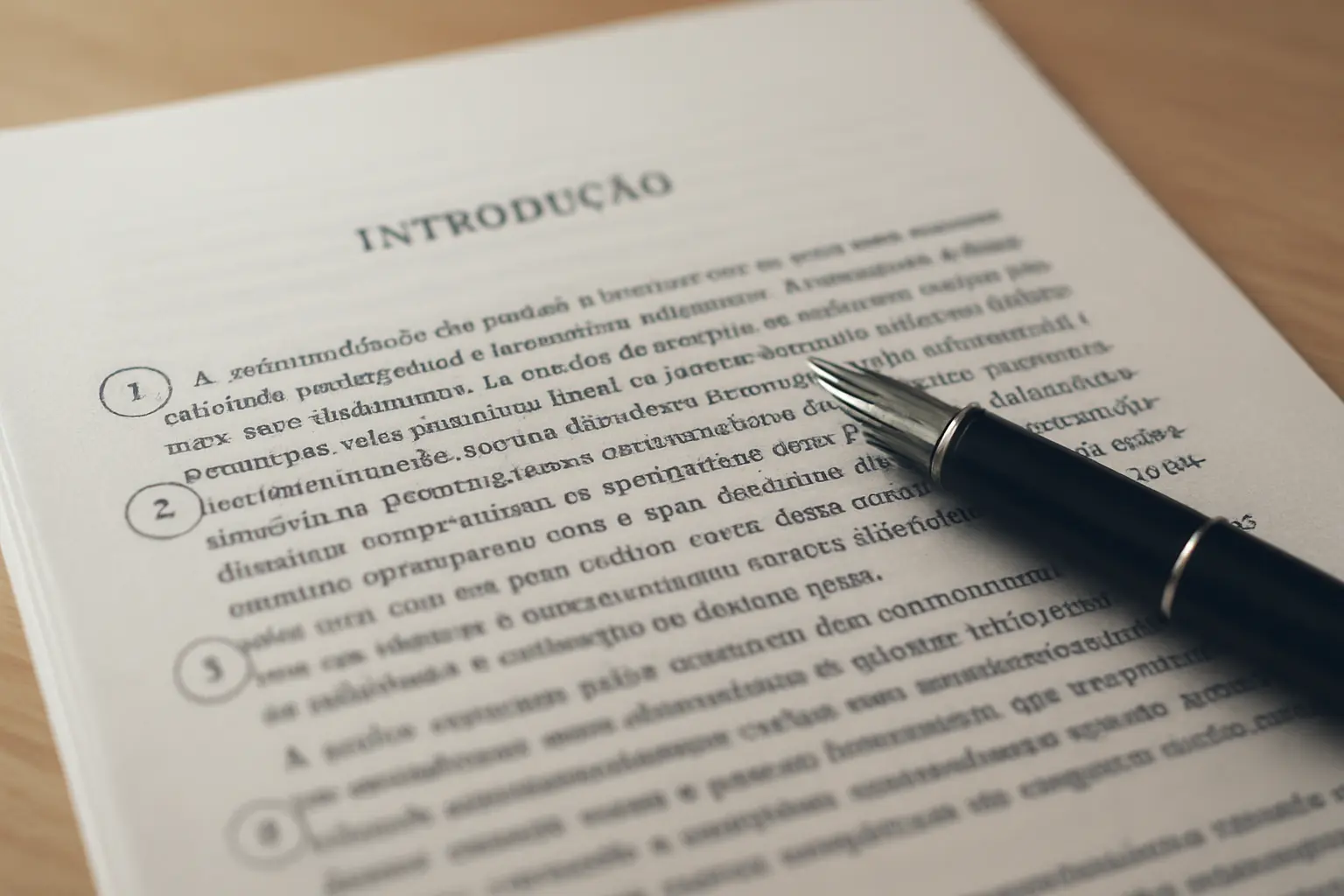 Página impressa de introdução de monografia jurídica com os movimentos marcados a caneta na margem