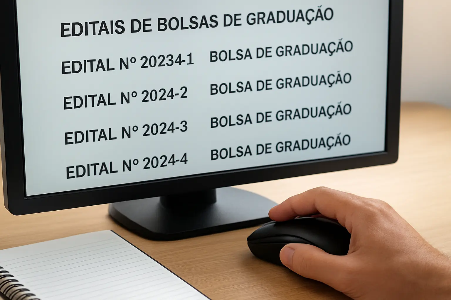 Estudante consultando editais de bolsa de pós-graduação em Ciências Biológicas no computador