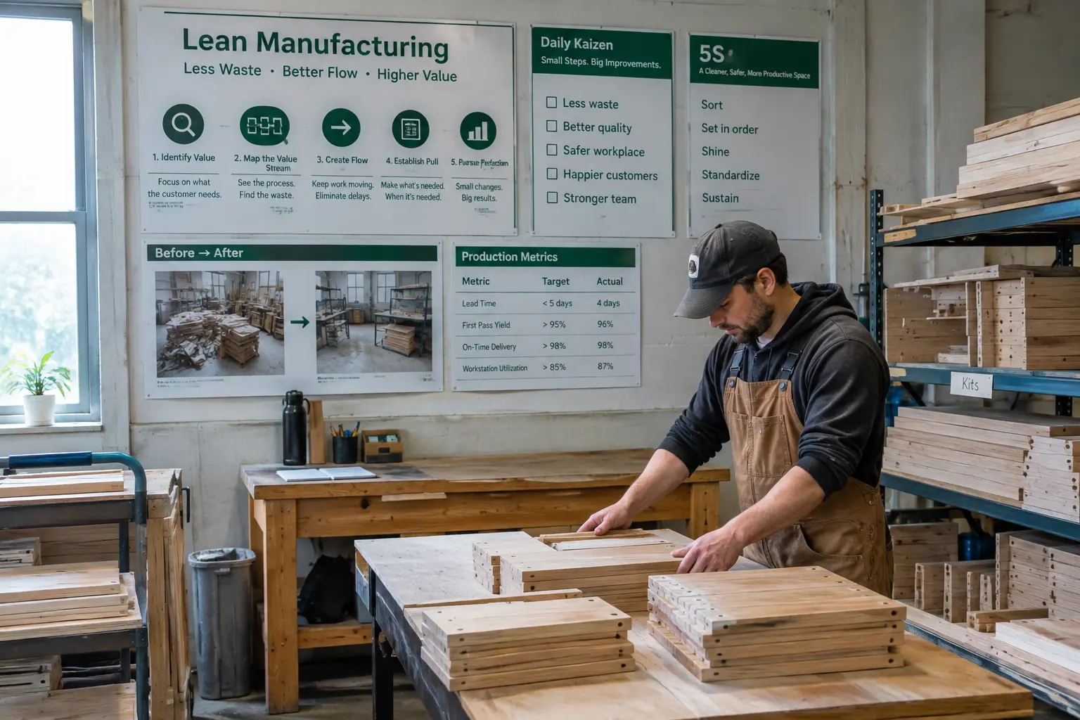 Pequena indústria de móveis usada como exemplo de aplicação de ferramentas lean manufacturing