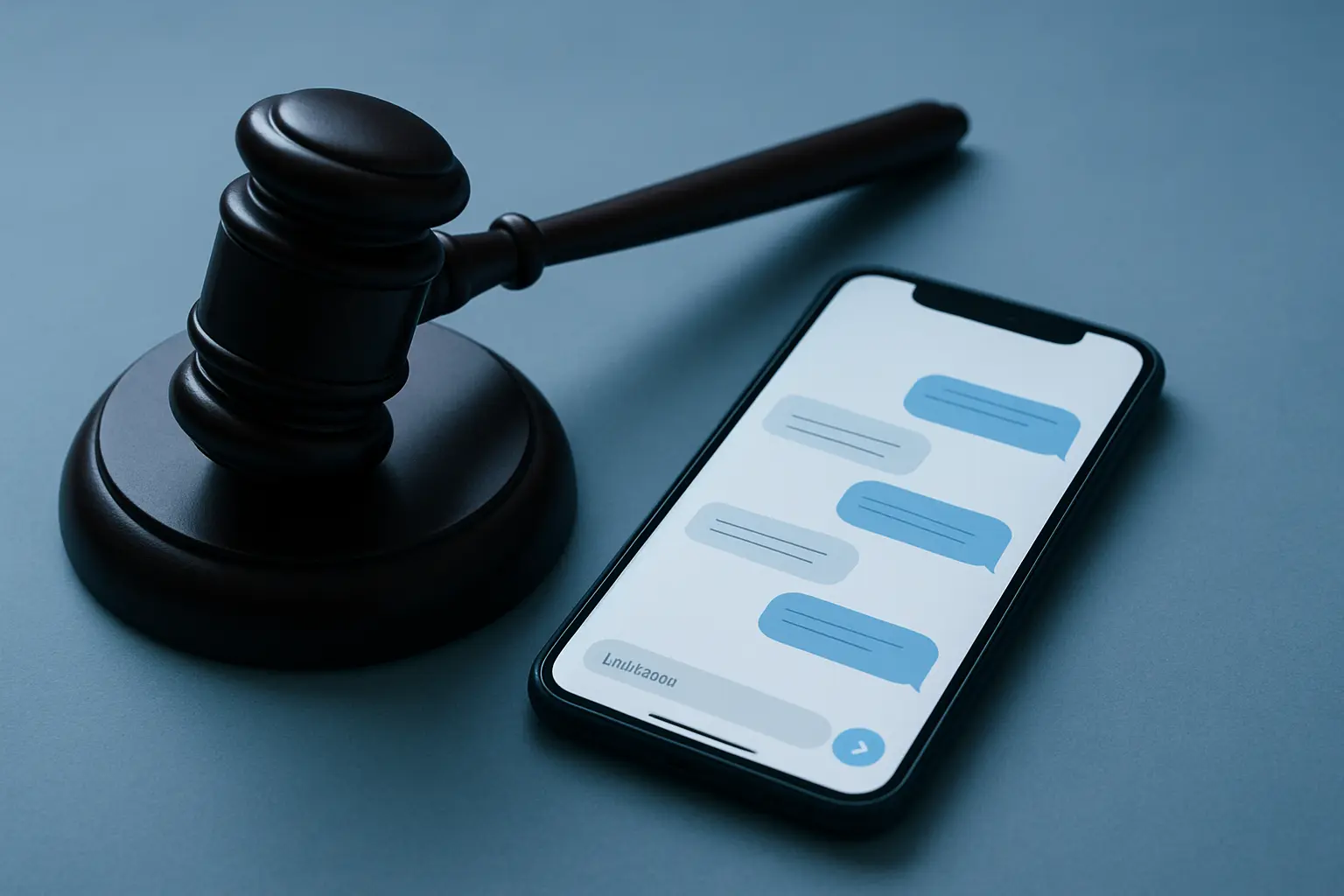 Martelo de juiz e smartphone representando legaltechs e IA aplicada à advocacia