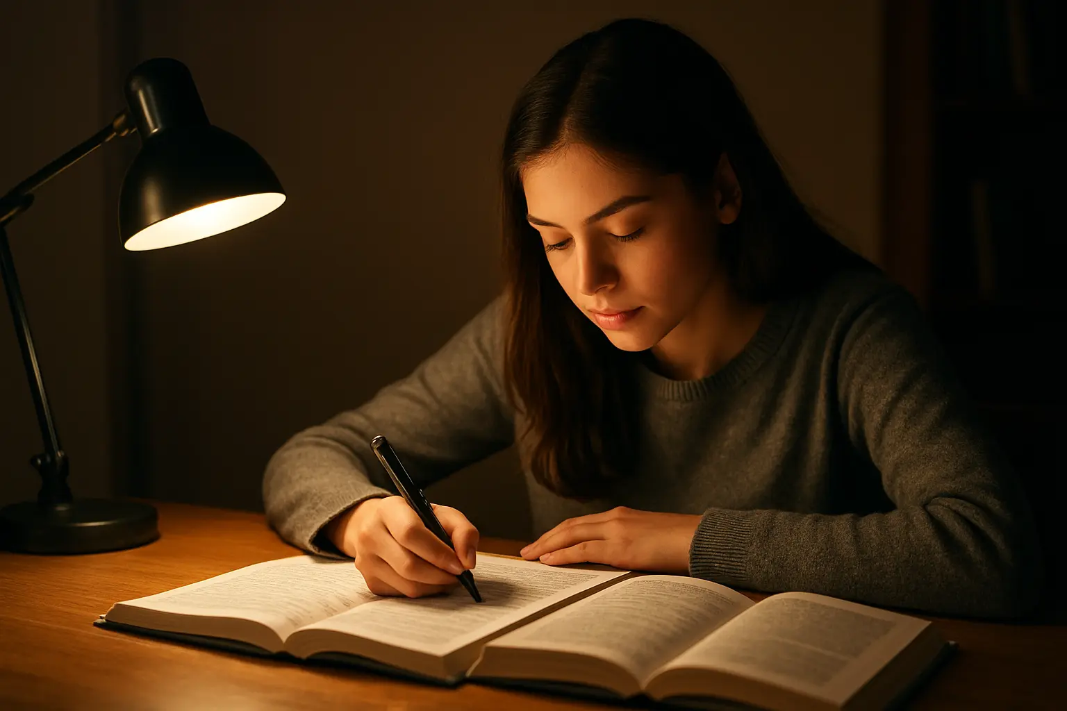 Estudante de Biomedicina anotando o número e a data da RDC vigente ao lado do texto revogado, antes de fechar as referências do TCC