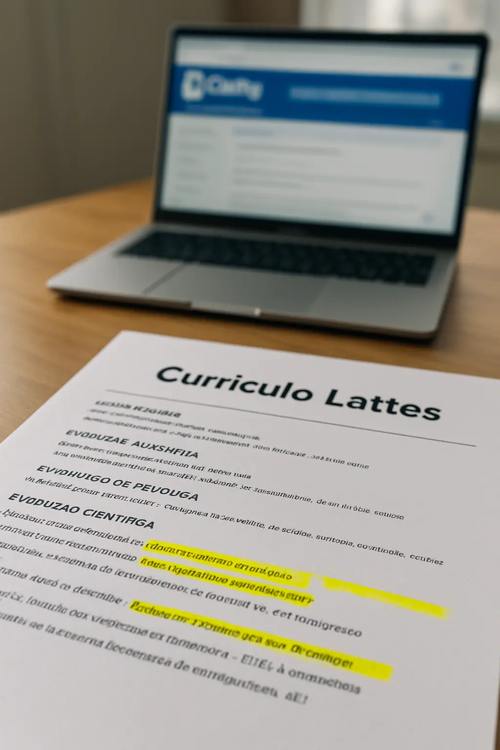 Currículo Lattes sendo revisado antes da inscrição no mestrado em Ciências Contábeis