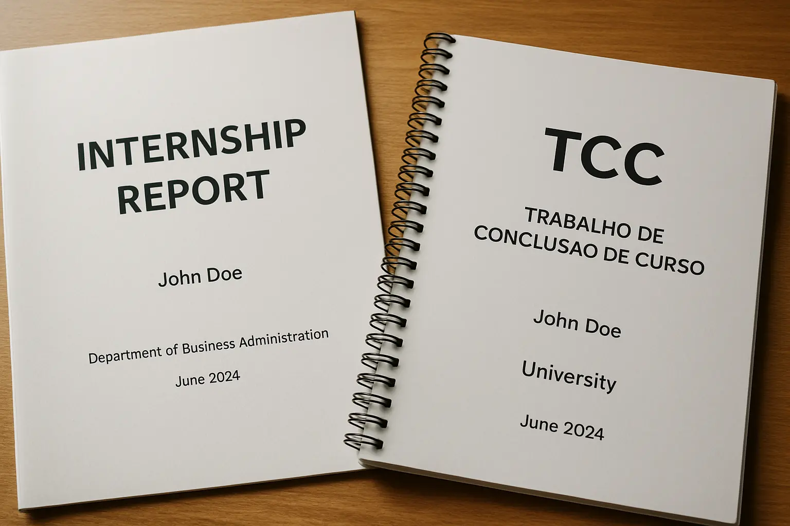 Relatório de estágio e TCC de Pedagogia como documentos separados, cada um com sua própria redação