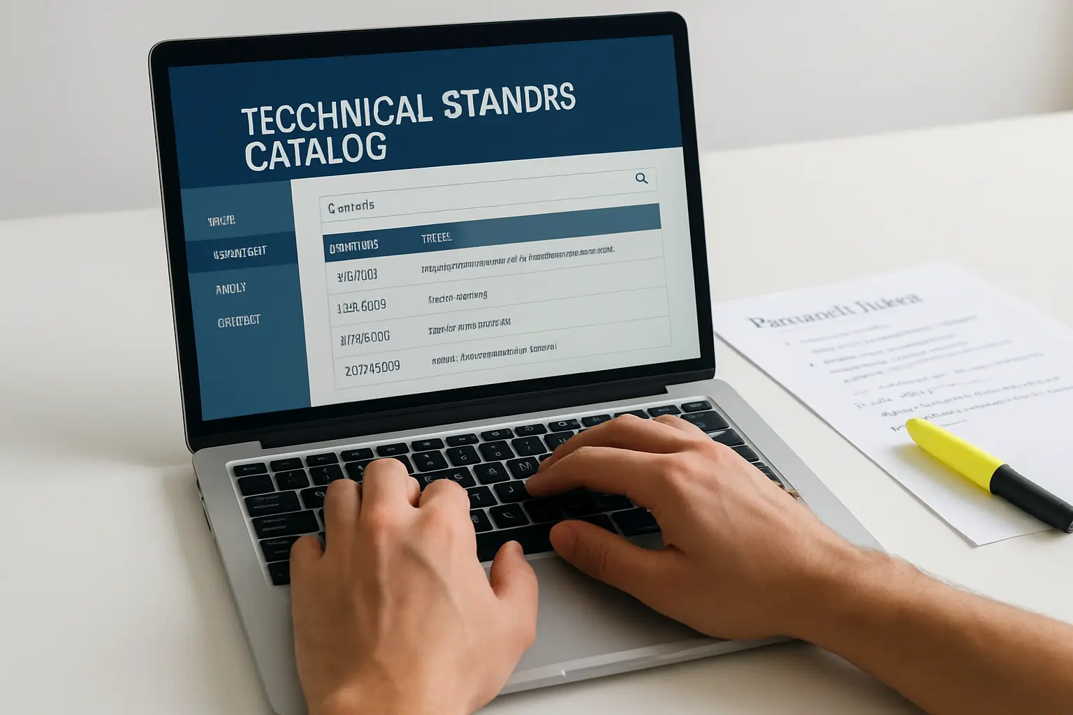 Catálogo digital de normas técnicas ABNT sendo consultado em um computador para conferir a edição vigente da norma citada