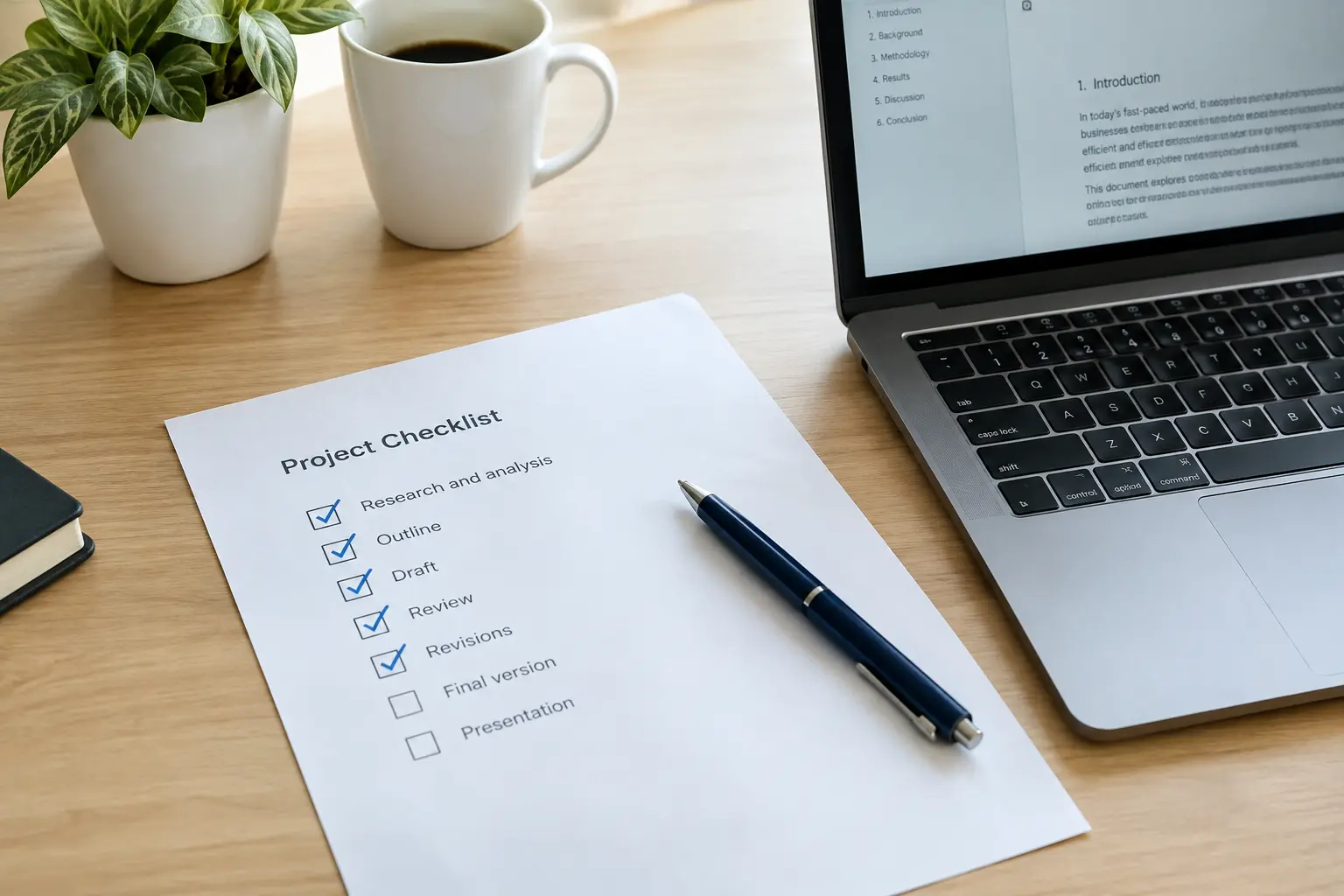 Checklist impressa usada na revisão final de um TCC antes da entrega