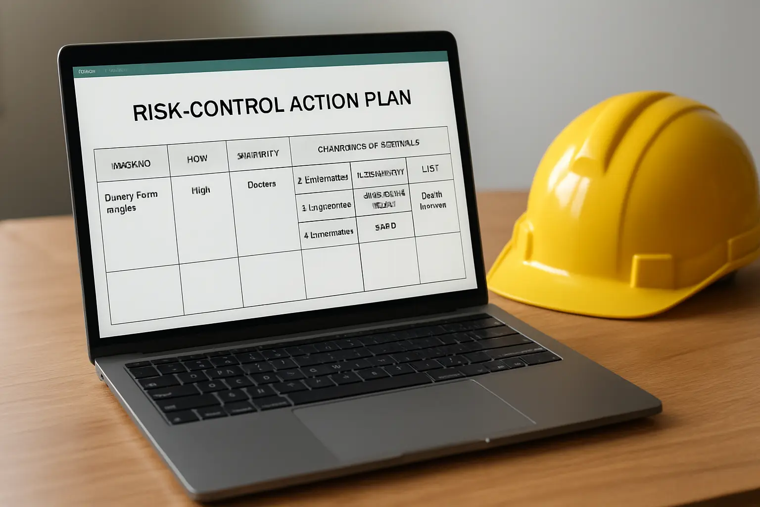 Plano de ação de segurança do trabalho organizado por hierarquia de controle de riscos em planilha