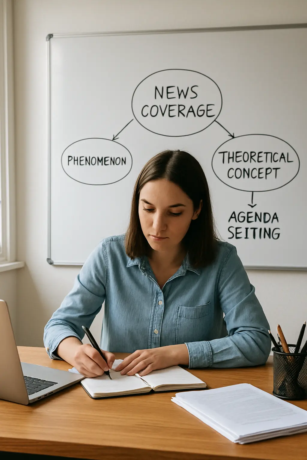 Estudante de Jornalismo delimitando o recorte do tema do TCC com veículo, período e ângulo específicos