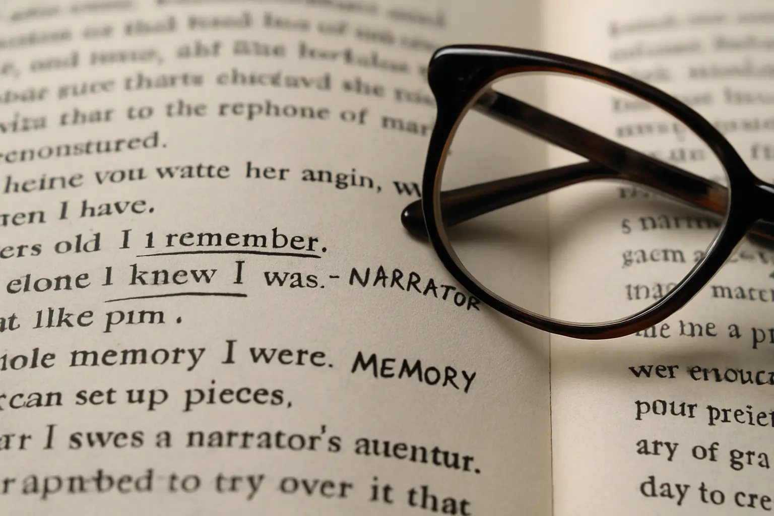Página de romance com trechos sublinhados e anotações de análise textual para o TCC de Letras