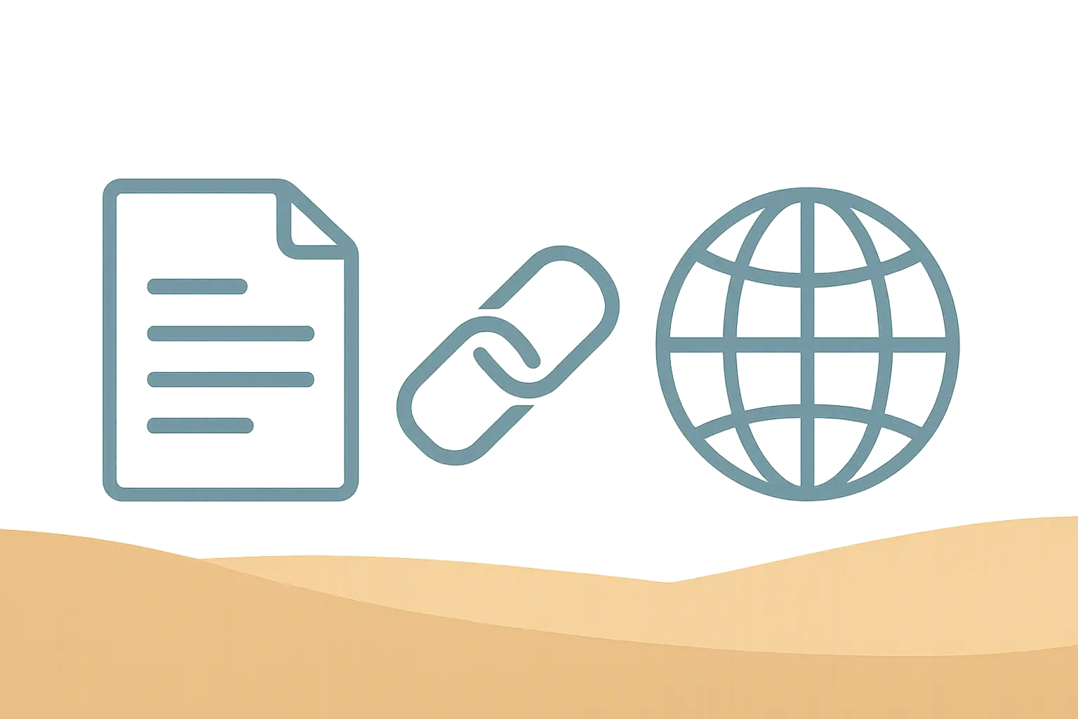 Ilustração de um elo de corrente ligando um documento a um globo, representando o DOI como identificador permanente